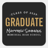 卒業モダン修士パーソナライズされたシール スクエアシール (正面)