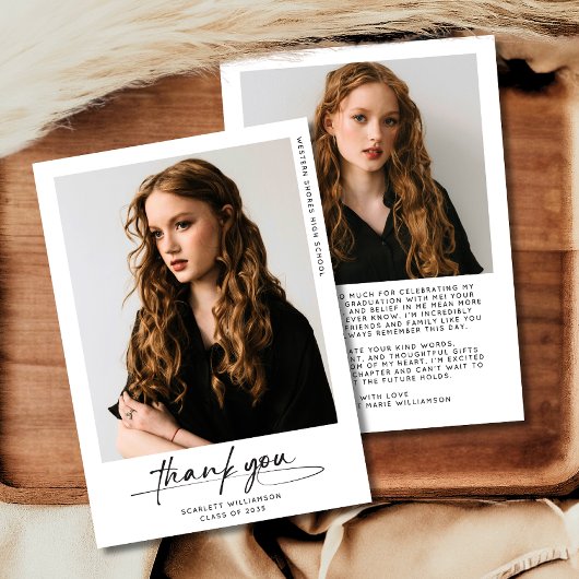 卒業モダン写真ありがとうご案内 招待状