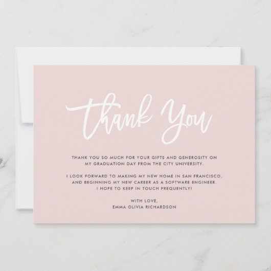 卒業モダン写真の脚本 サンキューカード (裏面)