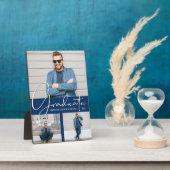 卒業モダン写真コラージュネイビーブルー フォトプラーク (側面)