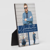卒業モダン写真コラージュネイビーブルー フォトプラーク (側面)