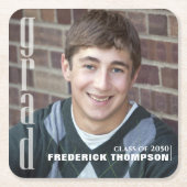 卒業モダン写真シンプルミニマル卒業生 スクエアペーパーコースター (正面)