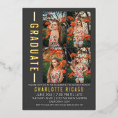 卒業モダン写真テンプレートパーソナライズされた 箔招待状 (正面)