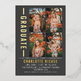 卒業モダン写真テンプレートパーソナライズされた 箔招待状