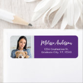卒業モダン写真パープル差出人住所 ラベル (インサイチュ)