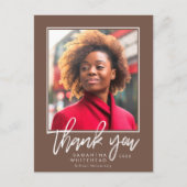 卒業モダン写真ブラウンありがとう ポストカード (正面)