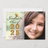 卒業モダン写真金ゴールドブラックスクリプト2025 案内状 (正面)