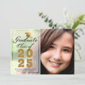 卒業モダン写真金ゴールドブラックスクリプト2025 案内状 (スタンド正面)