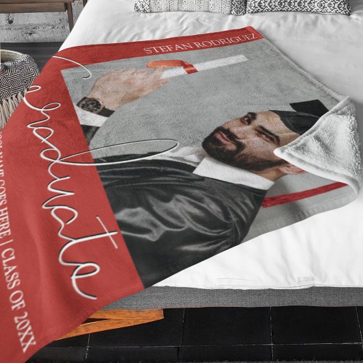 卒業モダン写真 フリースブランケット