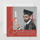 卒業モダン写真 案内状 (正面)