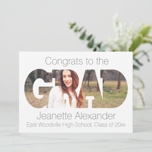 卒業モダン切り出し写真卒業記念 招待状 (スタンド正面)