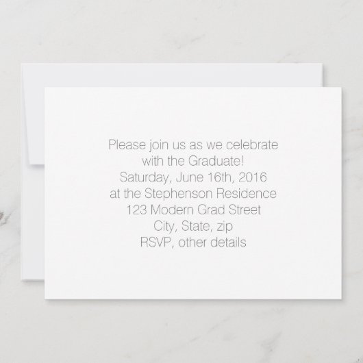 卒業モダン切り出し写真卒業記念 招待状 (裏面)