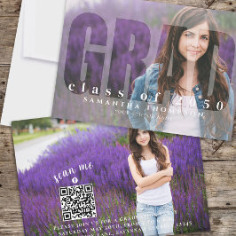 卒業モダン卒業タイポグラフィ2写真QRコード 招待状