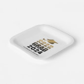 卒業モダン卒業年黒金ゴールド ペーパープレート (傾斜あり)