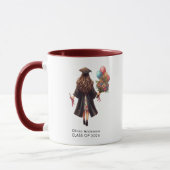 卒業モダン女子ウォーター・カラー卒業コーヒー マグカップ (左)