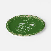 卒業モダン学年緑の金ゴールド紙吹雪 ペーパープレート (アングル)