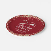 卒業モダン学年赤金ゴールド紙吹雪 ペーパープレート (アングル)