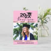 卒業モダン帽金ゴールドピンクローズ |写真 サンキューカード (スタンド正面)