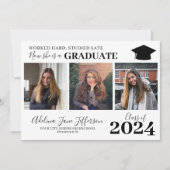 卒業モダン引用文4枚シンプル写真 案内状 (正面)