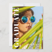 卒業モダン後の写真と白写真卒業 案内状 (正面)