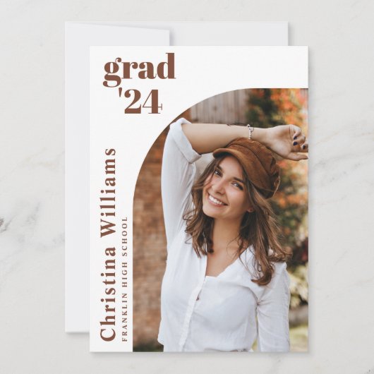 卒業モダン後エレガントの写真卒業 案内状 (正面)