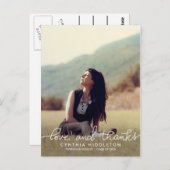 卒業モダン愛と感謝していタイポグラフィ写真 ポストカード (正面/裏面)