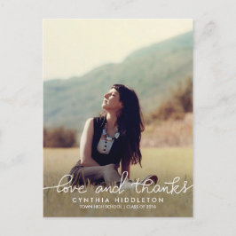 卒業モダン愛と感謝していタイポグラフィ写真 ポストカード