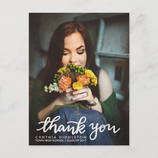 卒業モダン感謝タイポグラフィ写真 ポストカード (正面)