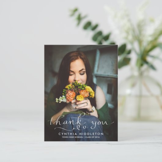 卒業モダン感謝タイポグラフィ写真 ポストカード (スタンド正面)