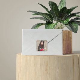 卒業モダン感謝タイポグラフィ スクエアシール