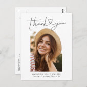 卒業モダン感謝ハート写真 ポストカード (正面/裏面)