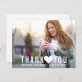 卒業モダン感謝ハート空白の(戻る) ポストカード (正面/裏面)