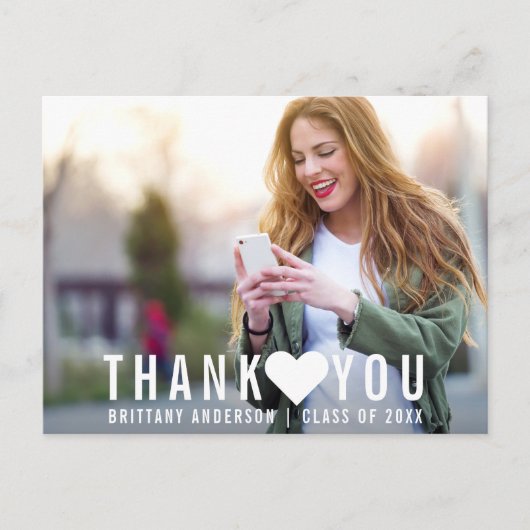 卒業モダン感謝ハート空白の(戻る) ポストカード (正面)