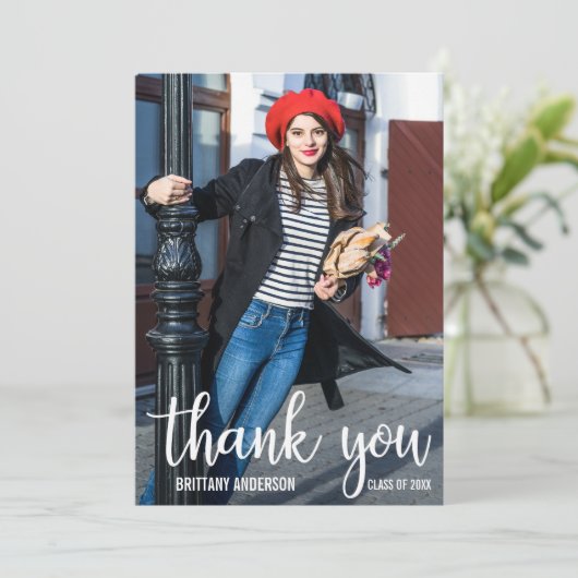 卒業モダン感謝フォトカード 案内状 (スタンド正面)