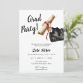 卒業モダン招待状マンブラック&ホワイト 招待状 (スタンド正面)