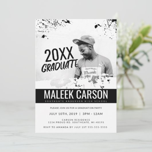 卒業モダン招待状 |グラーはっきりしたド招待状 招待状 (スタンド正面)