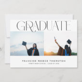 卒業モダン文字高校写真卒業 案内状 (正面)