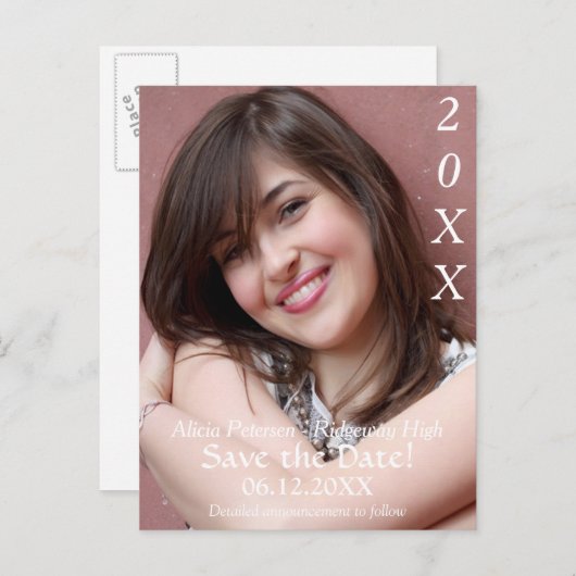 卒業モダン日の保存 案内ポストカード (正面/裏面)