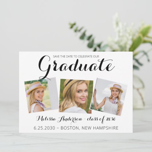 卒業モダン日を保存する大学院3写真 案内状 (スタンド正面)