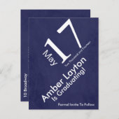 卒業モダン日を保存する 案内ポストカード (正面/裏面)