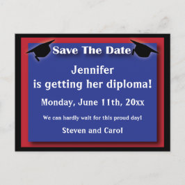 卒業モダン日付カードの保存 案内ポストカード