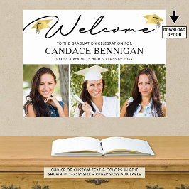 卒業モダン歓迎3枚の写真のシンプルスクリプト ポスター