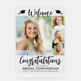 卒業モダン歓迎4枚の写真スクリプト アクリルサイン