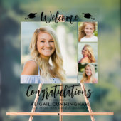 卒業モダン歓迎4枚の写真スクリプト アクリルサイン (ニュートラル)