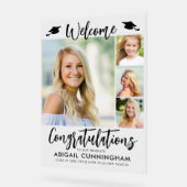 卒業モダン歓迎4枚の写真スクリプト アクリルサイン (傾斜)