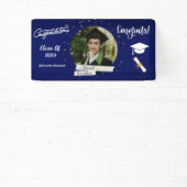 卒業モダン海軍エレガントブルー祝賀 横断幕 (インサイチュ)