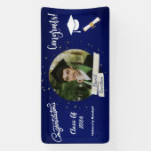 卒業モダン海軍エレガントブルー祝賀 横断幕 (縦)