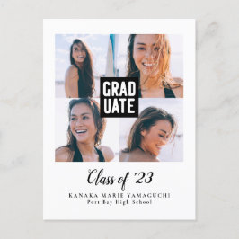 卒業モダン版写真部卒業 案内ポストカード