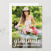 卒業モダン発表の写真カード 案内状 (正面/裏面)