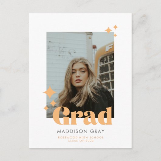 卒業モダン発表オープンハウス招待状 ポストカード (正面)